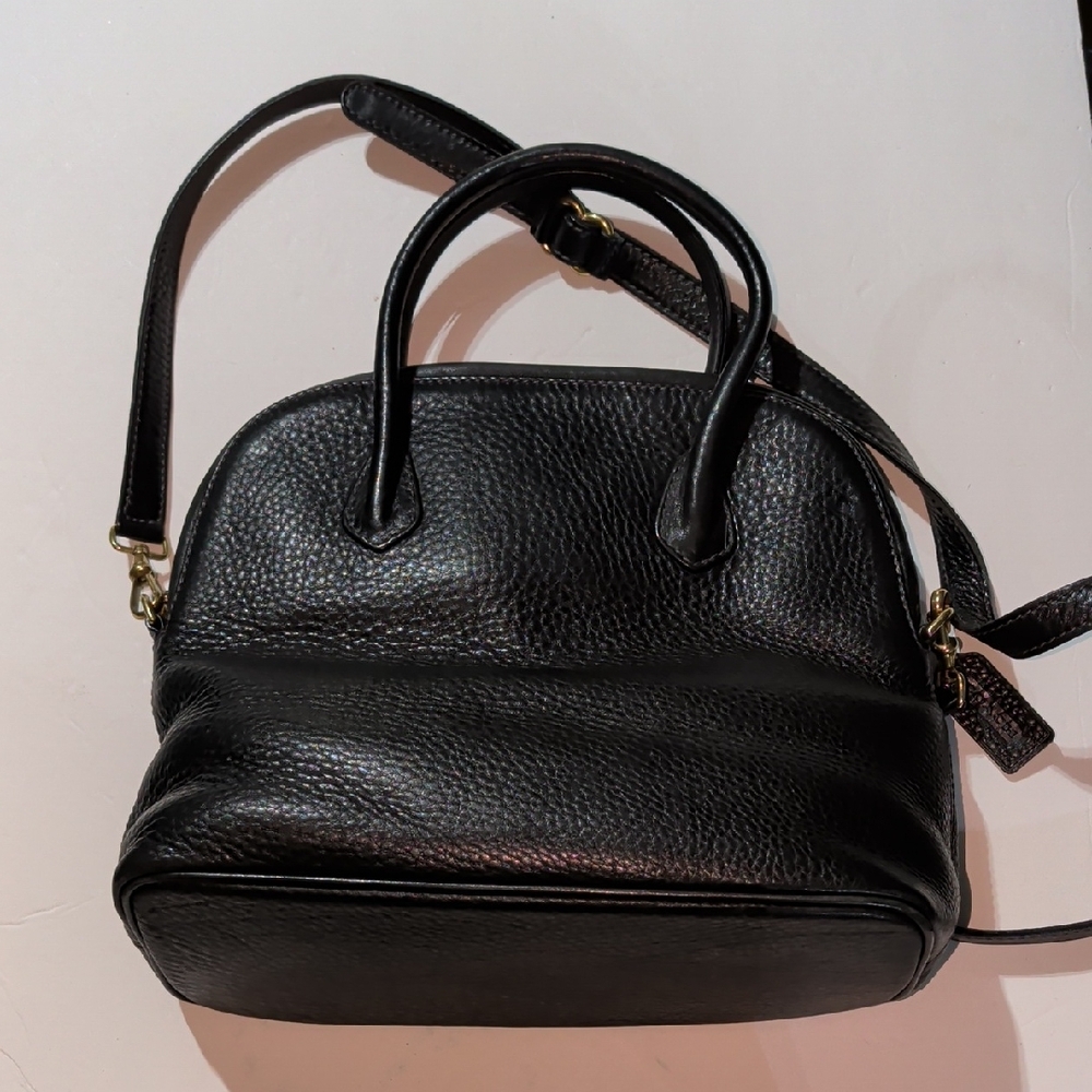 Sonoma Top Handle Black Leather Satchel Crossbody 4921 Vintage